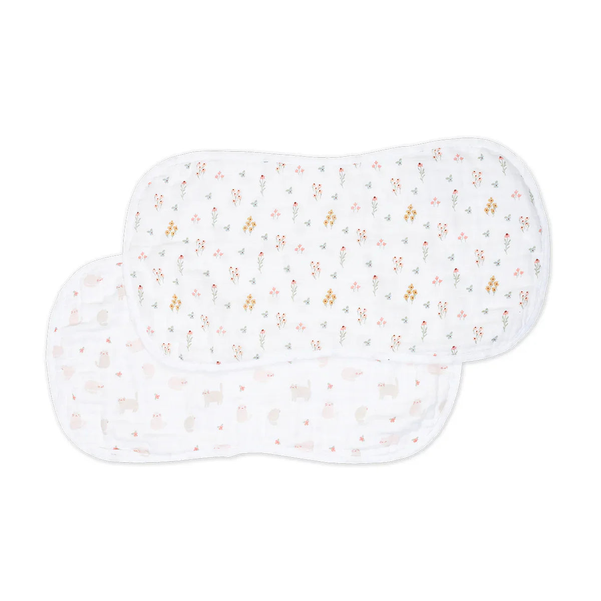 Lulujo Kitty & Flower 2 Piece Burp Cloth