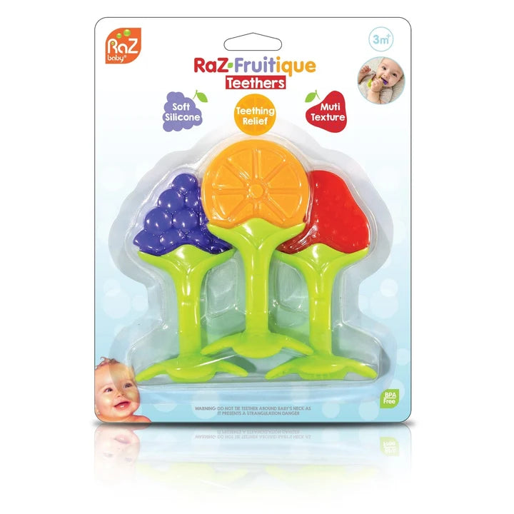 RaZbaby Fruitique Silicone Teether Set  3 pack - 3mths+