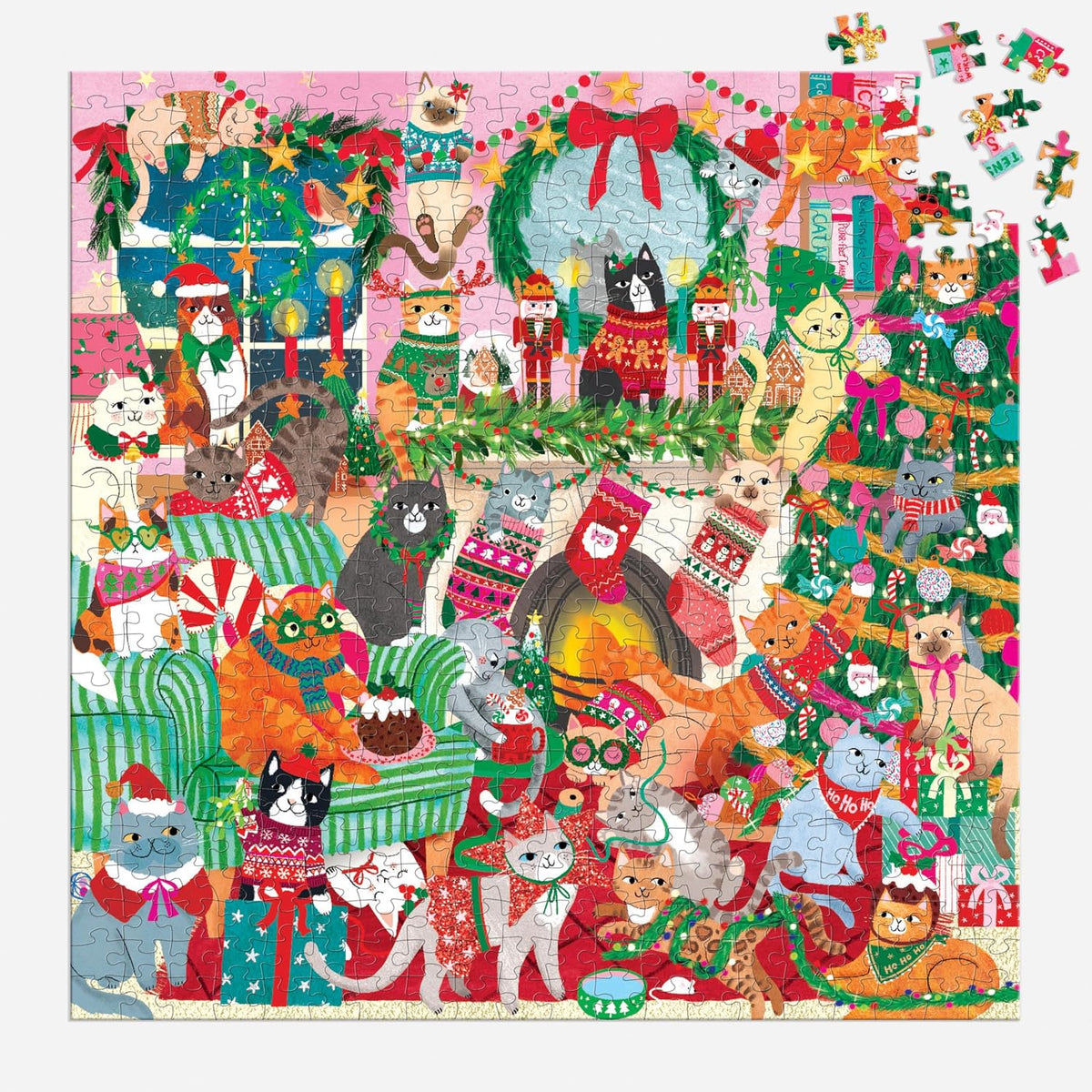 Mudpuppy Merry Catmas! 500 Piece Family Puzzle