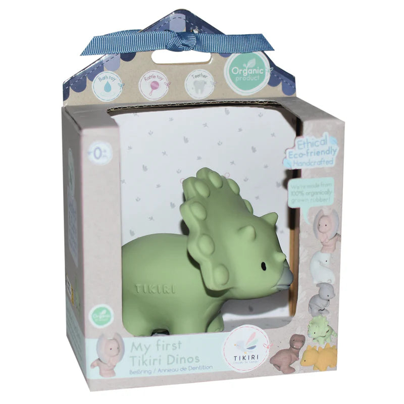 Tikiri Trice Triceratops Natural Rubber Toy 4"