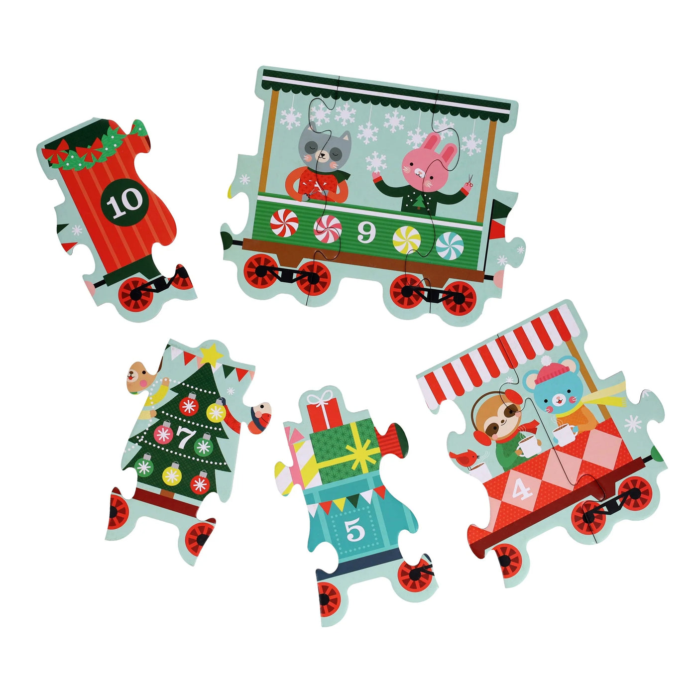 Petit Collage 30pc Christmas Train Shaped Floor Puzzle