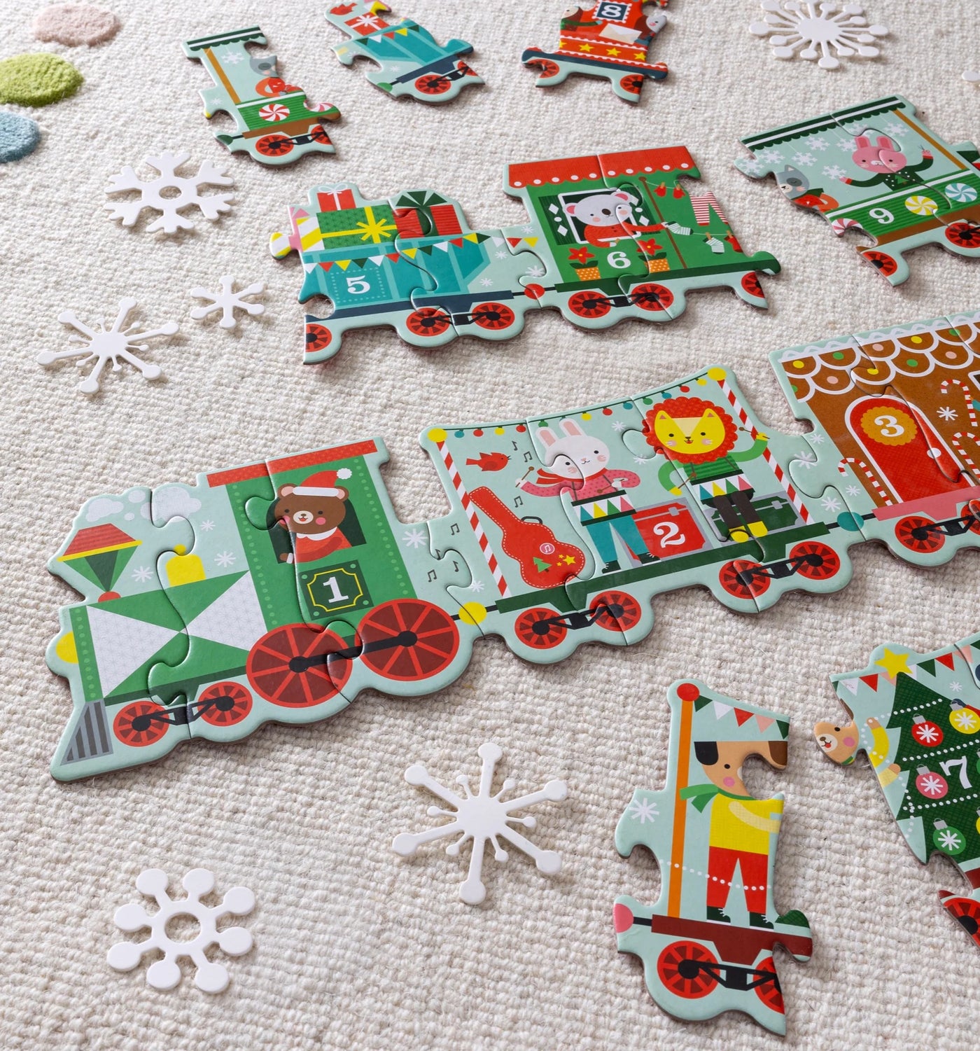 Petit Collage 30pc Christmas Train Shaped Floor Puzzle