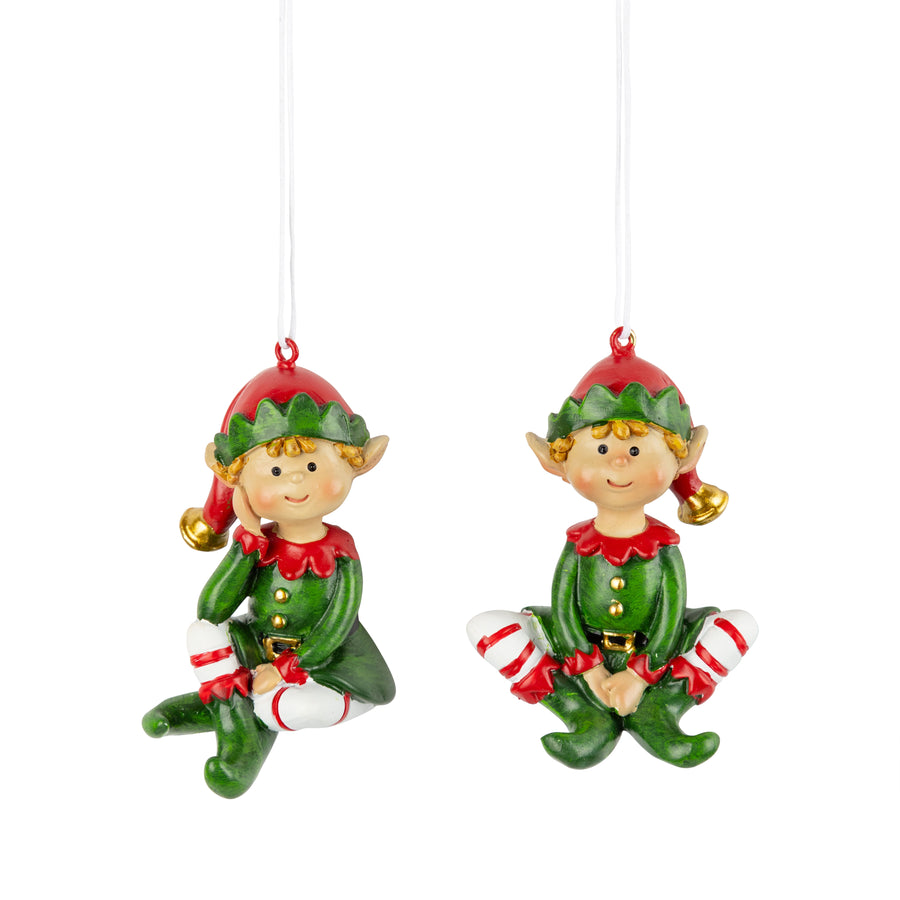 Silver Tree Christmas Elf Ornament
