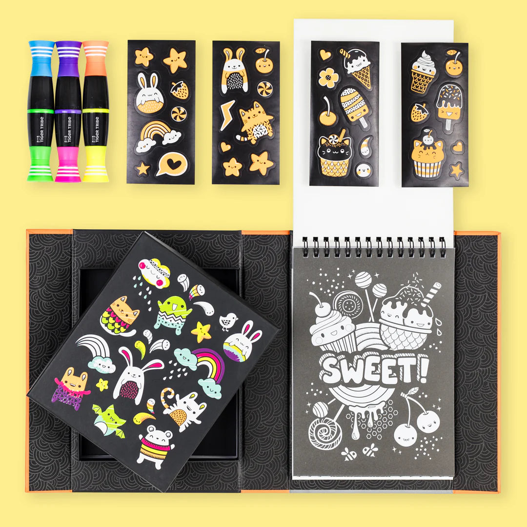 Tiger Tribe Glow Friends Neon Colouring Set