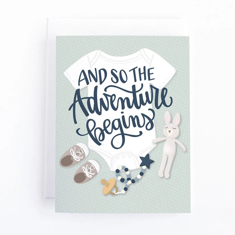And So Adventure Begins Baby Card