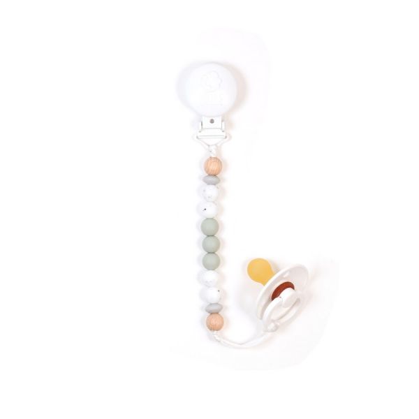 Bulle Wood, Grey, Sage Pacifier Clip