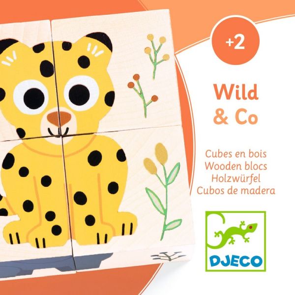 Djeco Wild & Co 4 Wooden Cubes