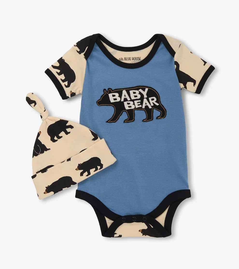 Blue Baby Bear Bodysuit w/ Hat 🍁 Little Blue House