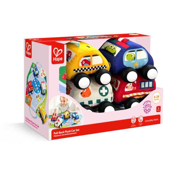 Hape Pull Back Plush Car Set
