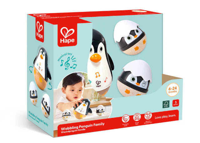 Hape Wobbling Penguin Family 6 mths +