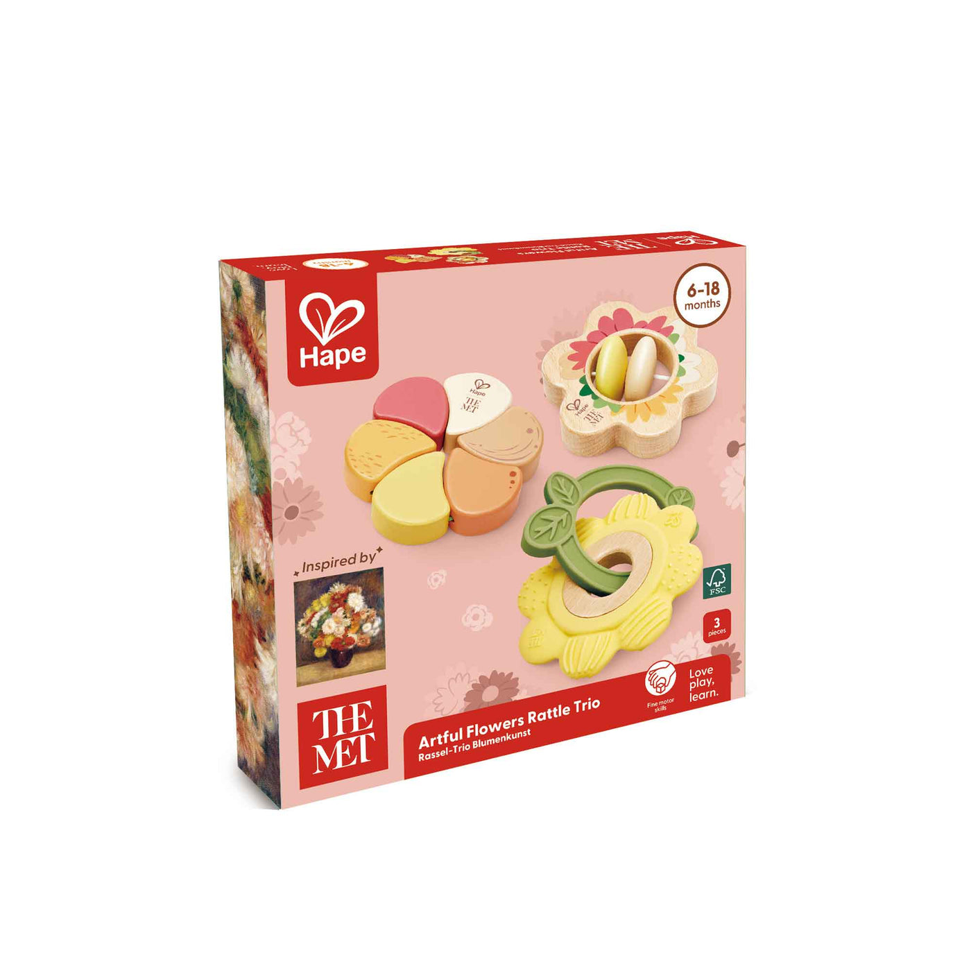 Hape Baby Met Collection Artful Flowers Rattle Trio