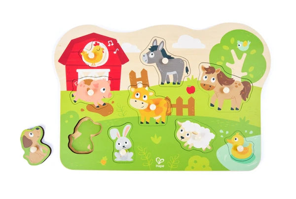 Hape Farm Animals Peg Puzzle