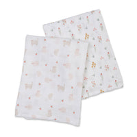 Lulujo Kitty & Flower 2 Pack Muslin Swaddles