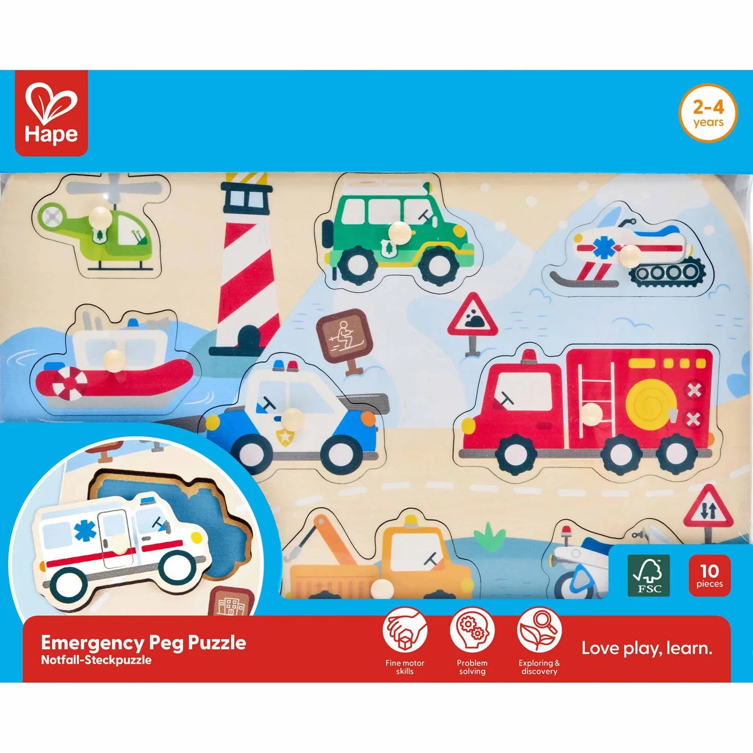 Hape Emergancy Vehicles Peg Puzzles