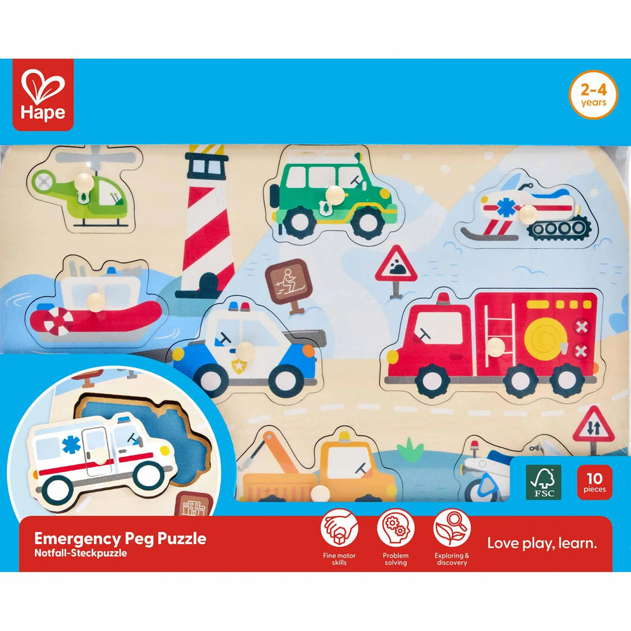 Hape Emergancy Vehicles Peg Puzzles