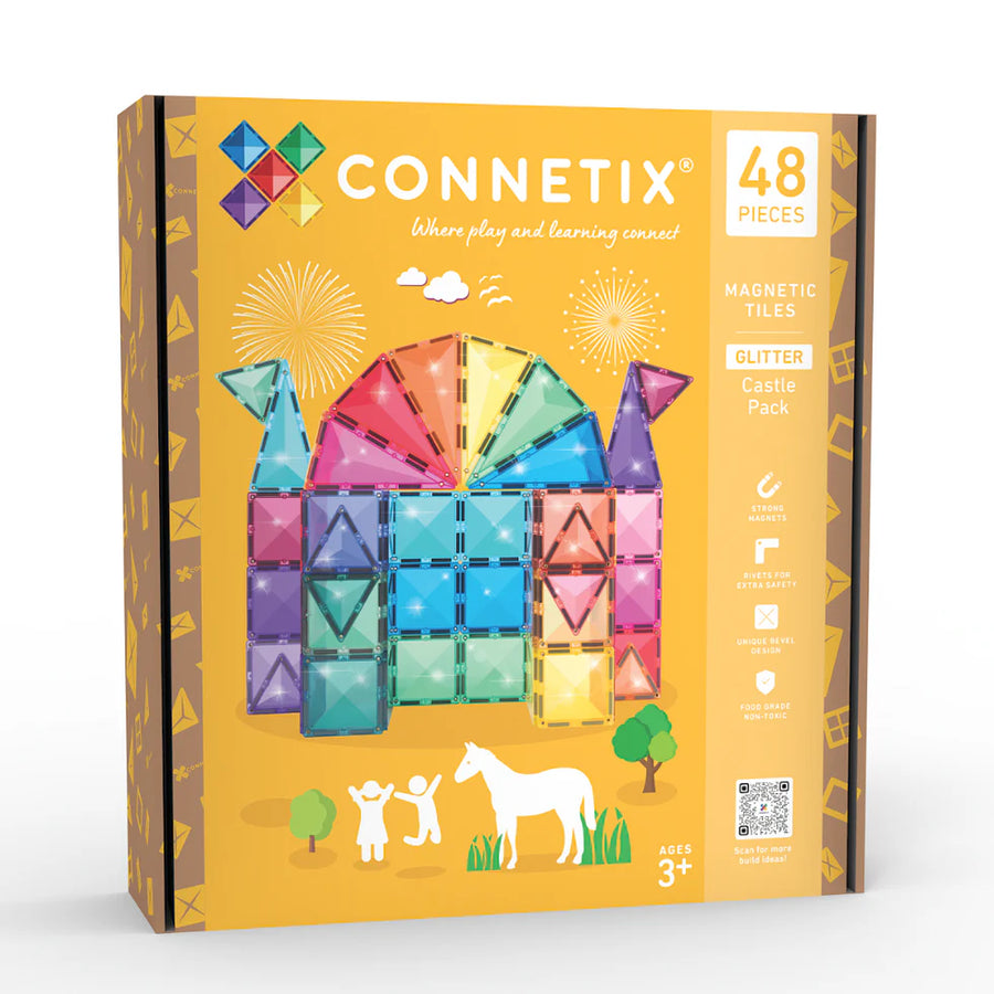 CONNETIX Magnetic Tiles Glitter Castle Pack 48 Pieces