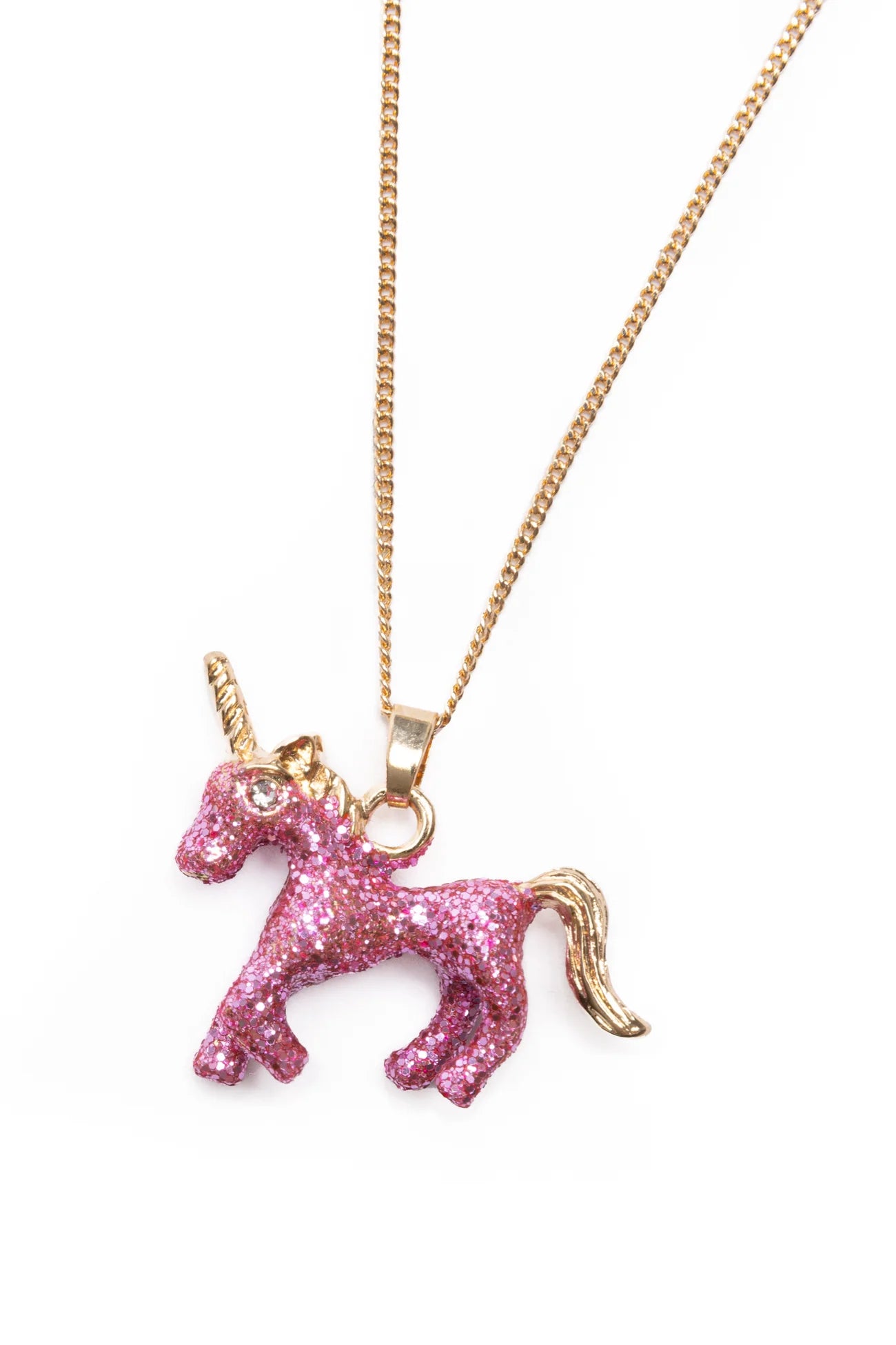 Great Pretenders Glitter Pink Unicorn Necklace & Ring Set