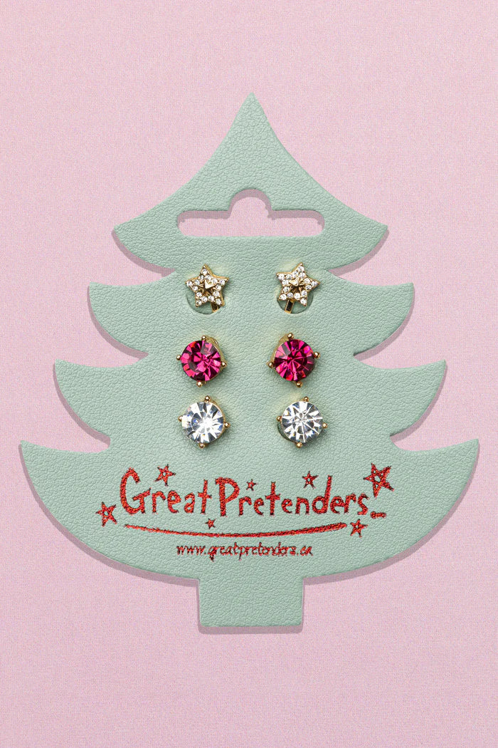 Great Pretenders Holiday Pleather Tree Clip on Earrings, 3 pairs
