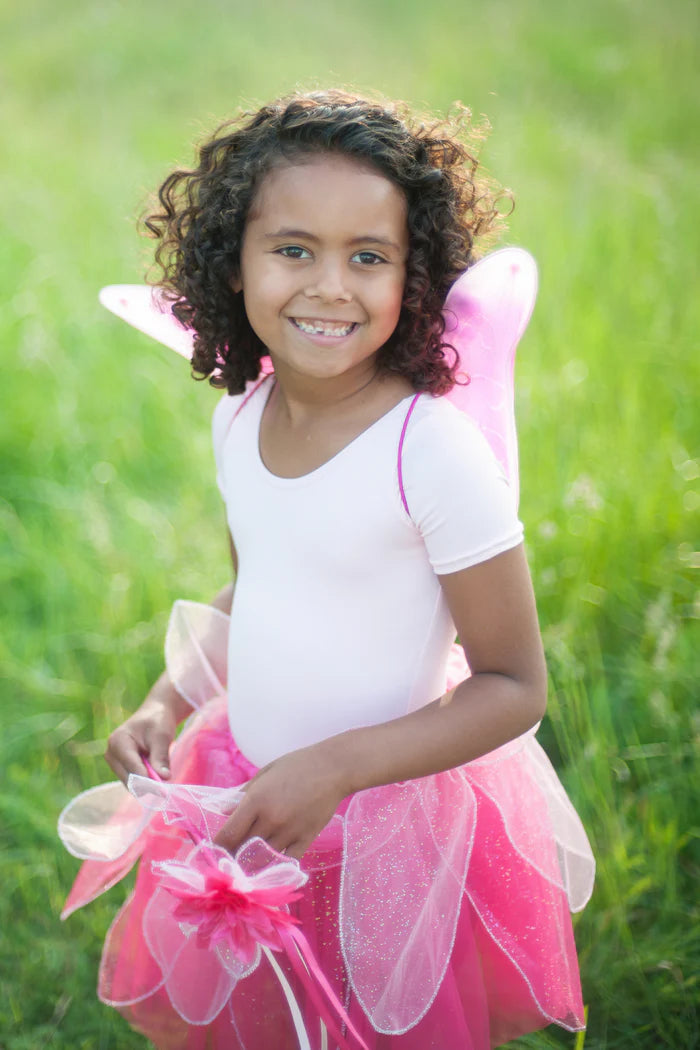 Great Pretenders Pink Fancy Flutter Skirt with Wings & Wand Size 4-6 yrs