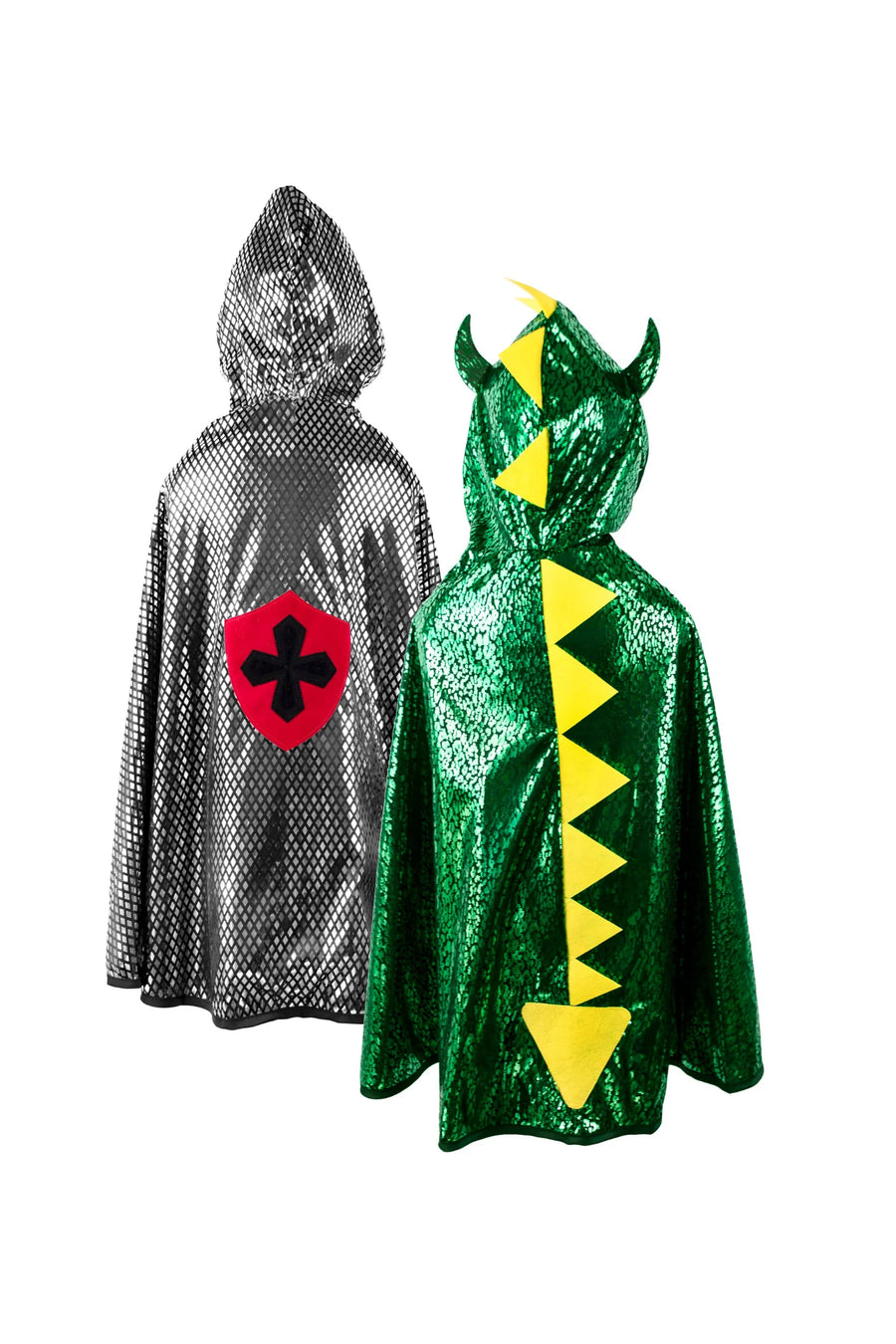 Great Pretenders Reversable Dragon Knight Cape Green/Silver 5-6 Years