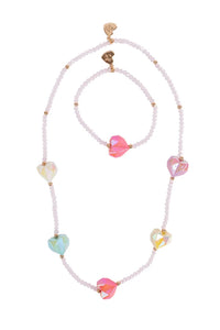 Great Pretenders Heart Geode Necklace & Bracelet Set