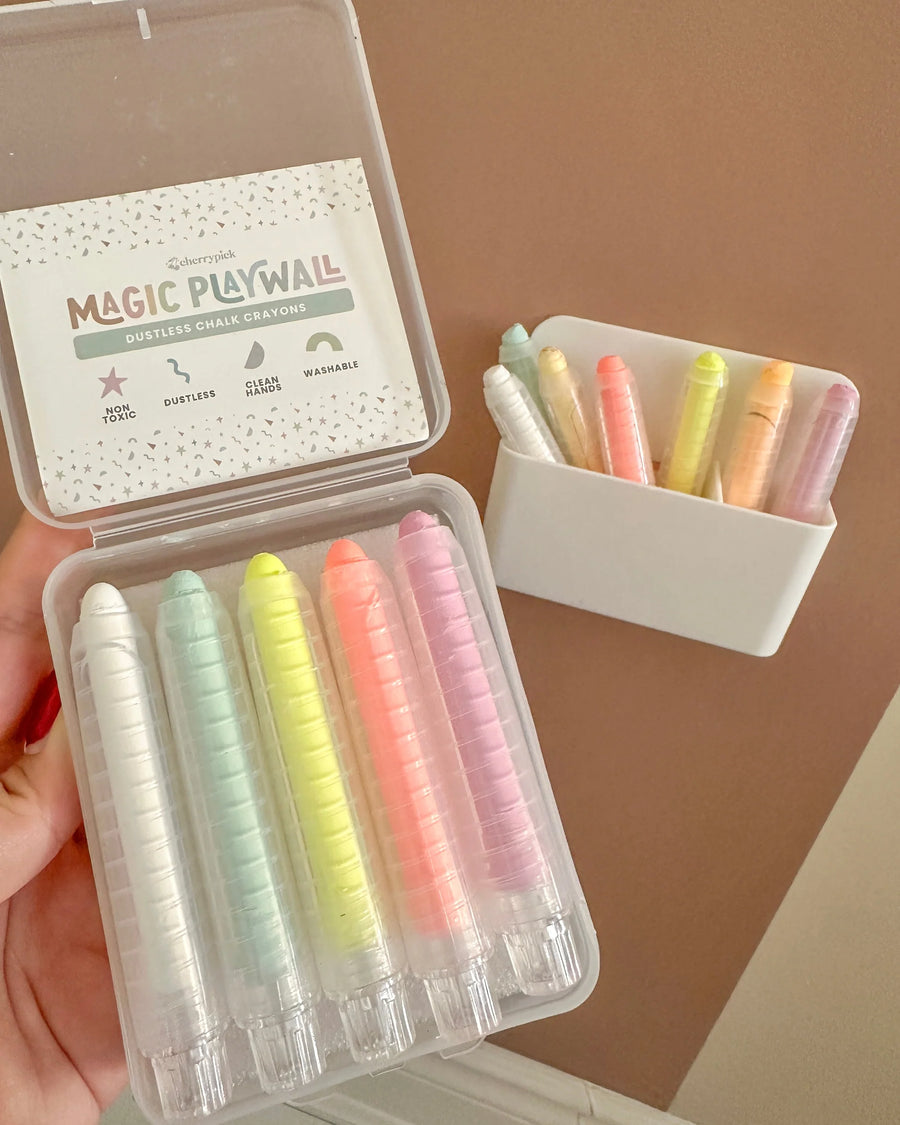 Cherrypick Dustless Chalk Crayons & Magnetic Holder - Neon