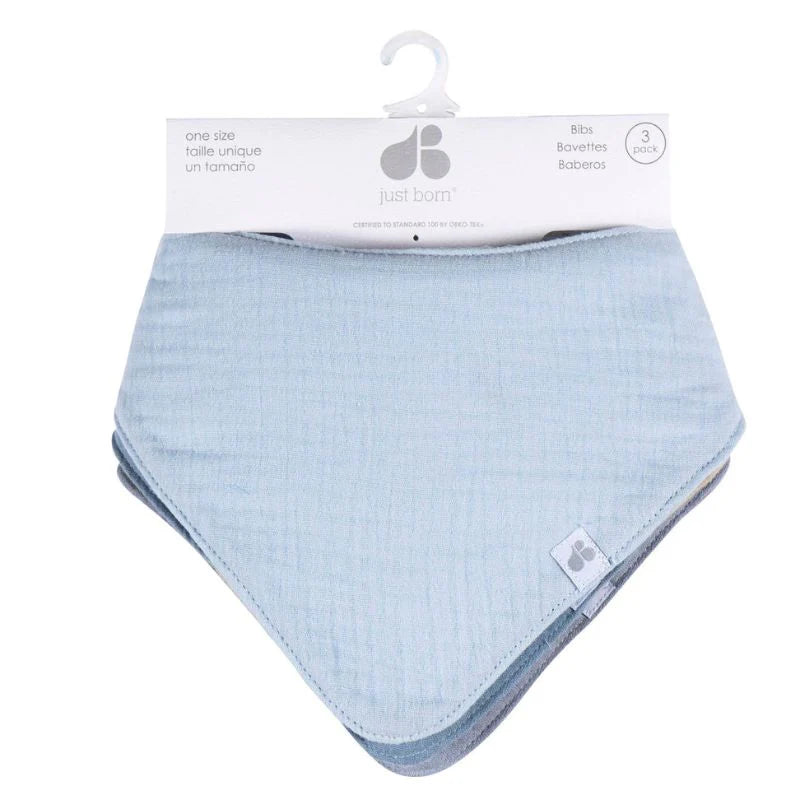 Just Born Blue 4 Pack Bandana Bibs