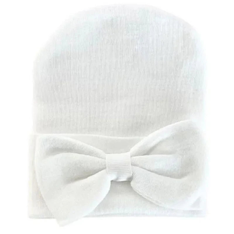 Kid Central White Newborn Baby Knitted Hat With Bow