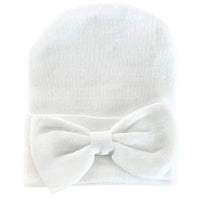 Kid Central White Newborn Baby Knitted Hat With Bow
