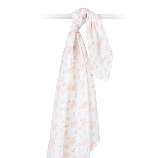Lulujo Piggies Swaddle Muslin Blanket