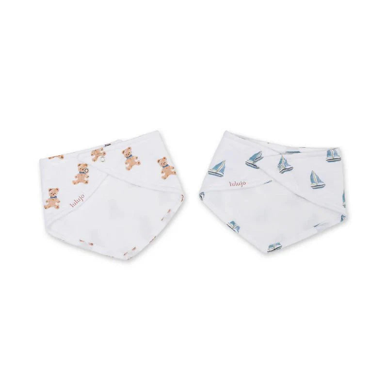 Lulujo Bears & Sailboats 2 Pack Bandana Bibs