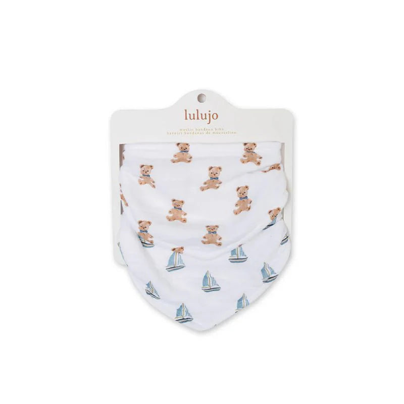 Lulujo Bears & Sailboats 2 Pack Bandana Bibs
