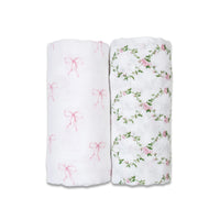 Lulujo Bows/Rose Trellis 2 Pack Swaddle