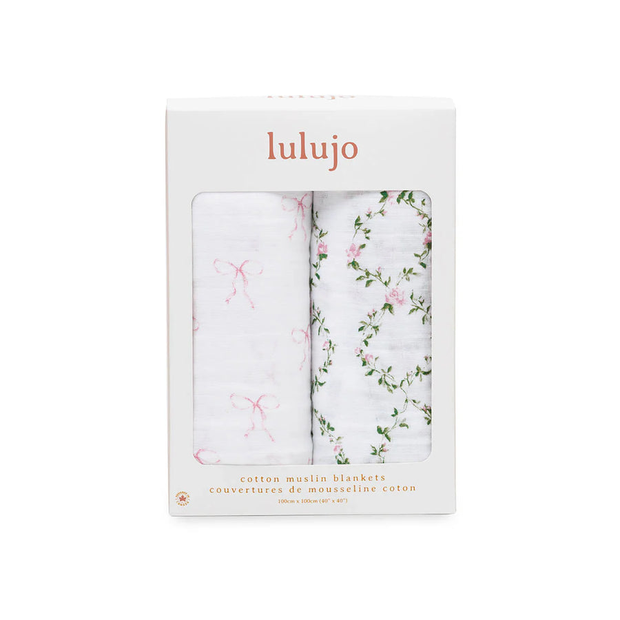 Lulujo Bows/Rose Trellis 2 Pack Swaddle