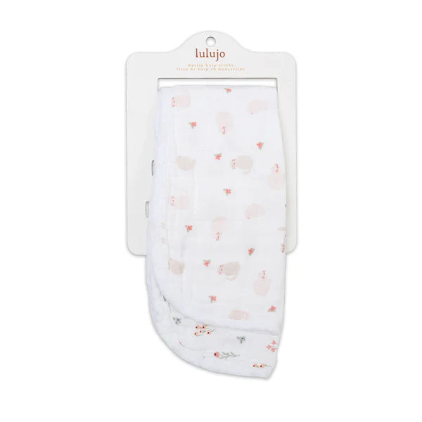 Lulujo Kitty & Flower 2 Piece Burp Cloth