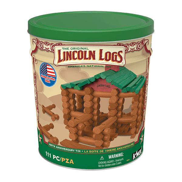 K'NEX Lincoln Logs 100th Anniversary Tin 111 Pieces