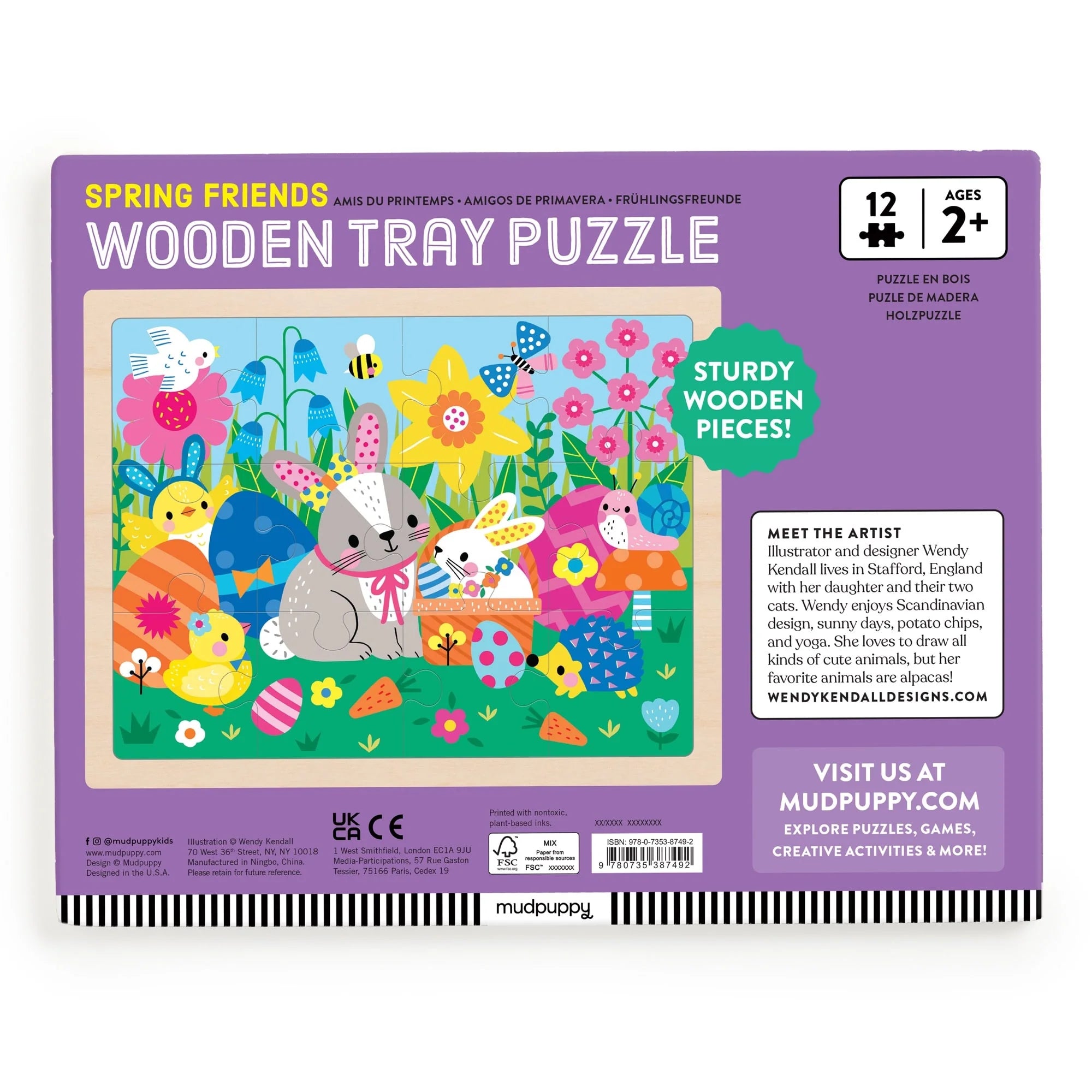 Mudpuppy Spring Friends 12 Piece Wooden Puzzle