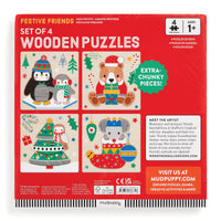 Mudpuppy Festive Friends Set Of 4  Wooden Puzzle