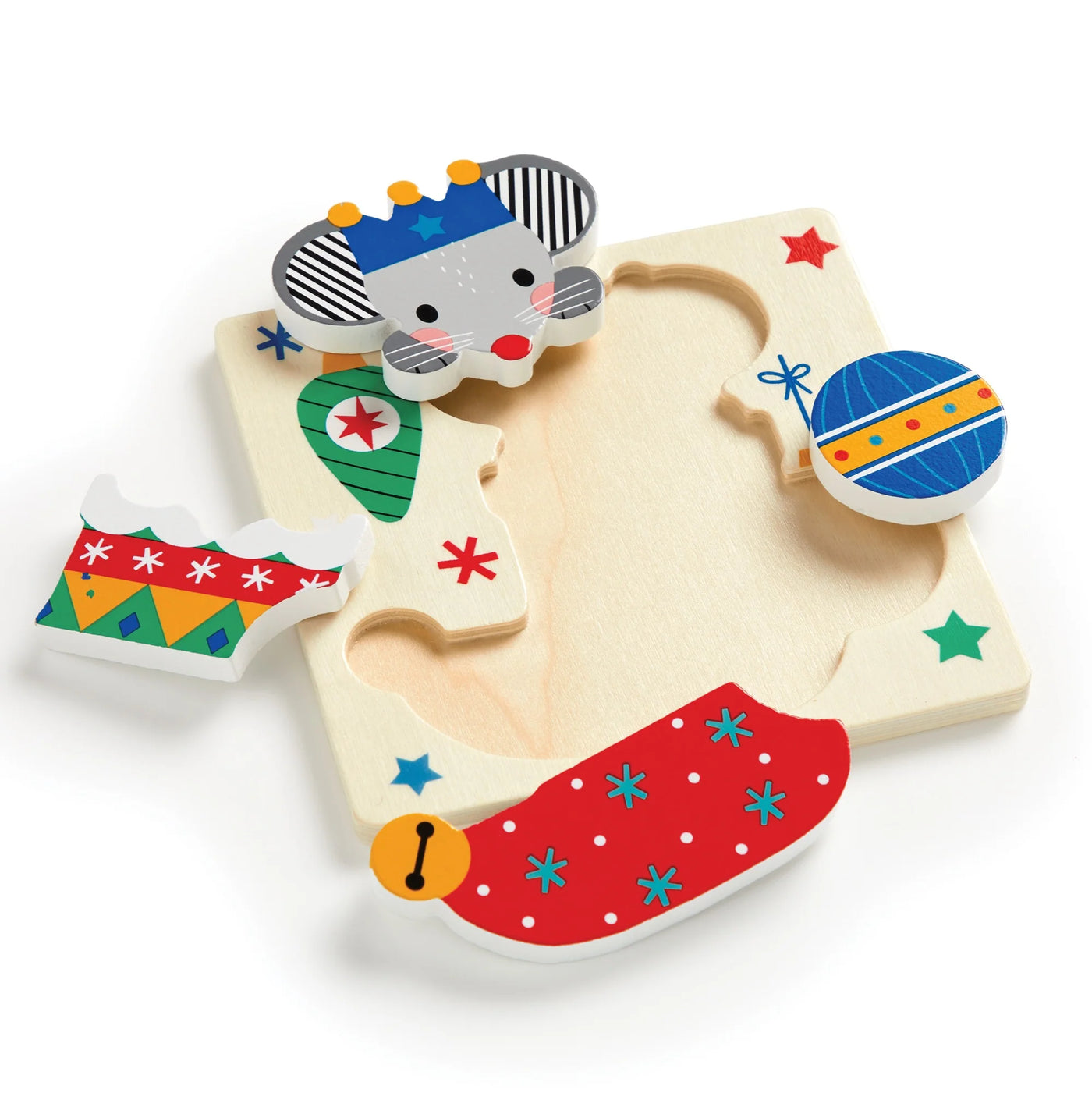 Mudpuppy Festive Friends Set Of 4  Wooden Puzzle