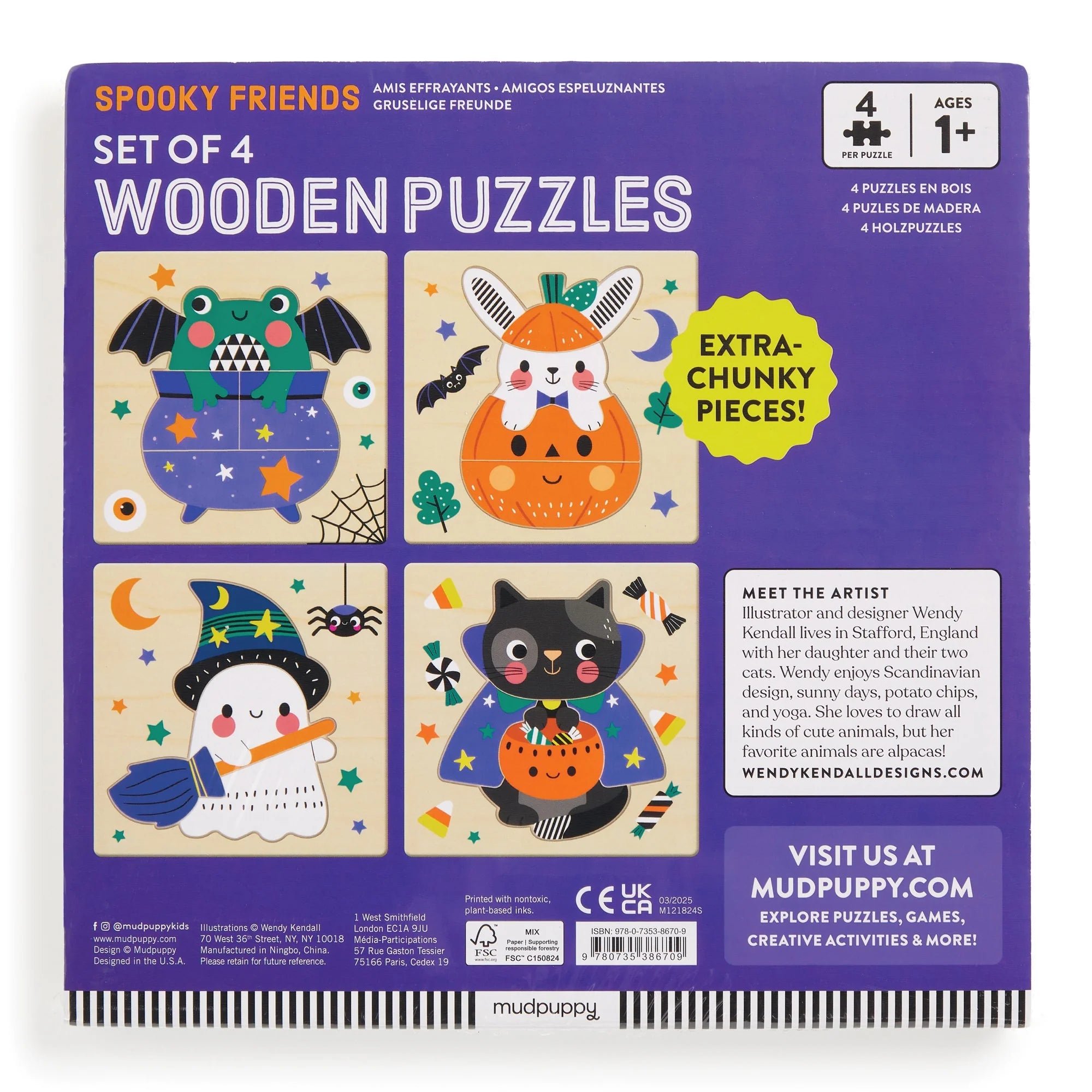 Mudpuppy Spooky Friend - Set of 4 Wooden Puzzles