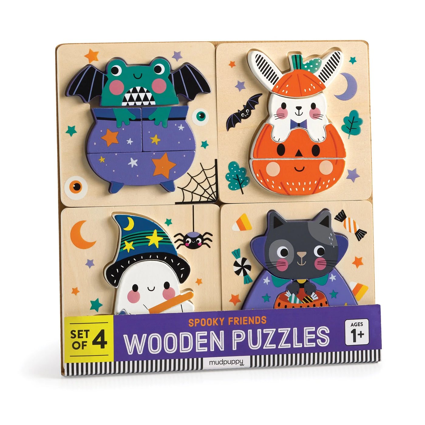 Mudpuppy Spooky Friend - Set of 4 Wooden Puzzles