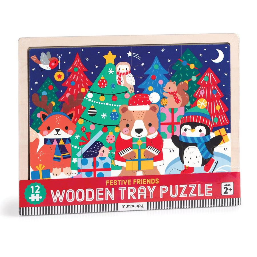 Mudpuppy Christmas 12pc Wooden Puzzle