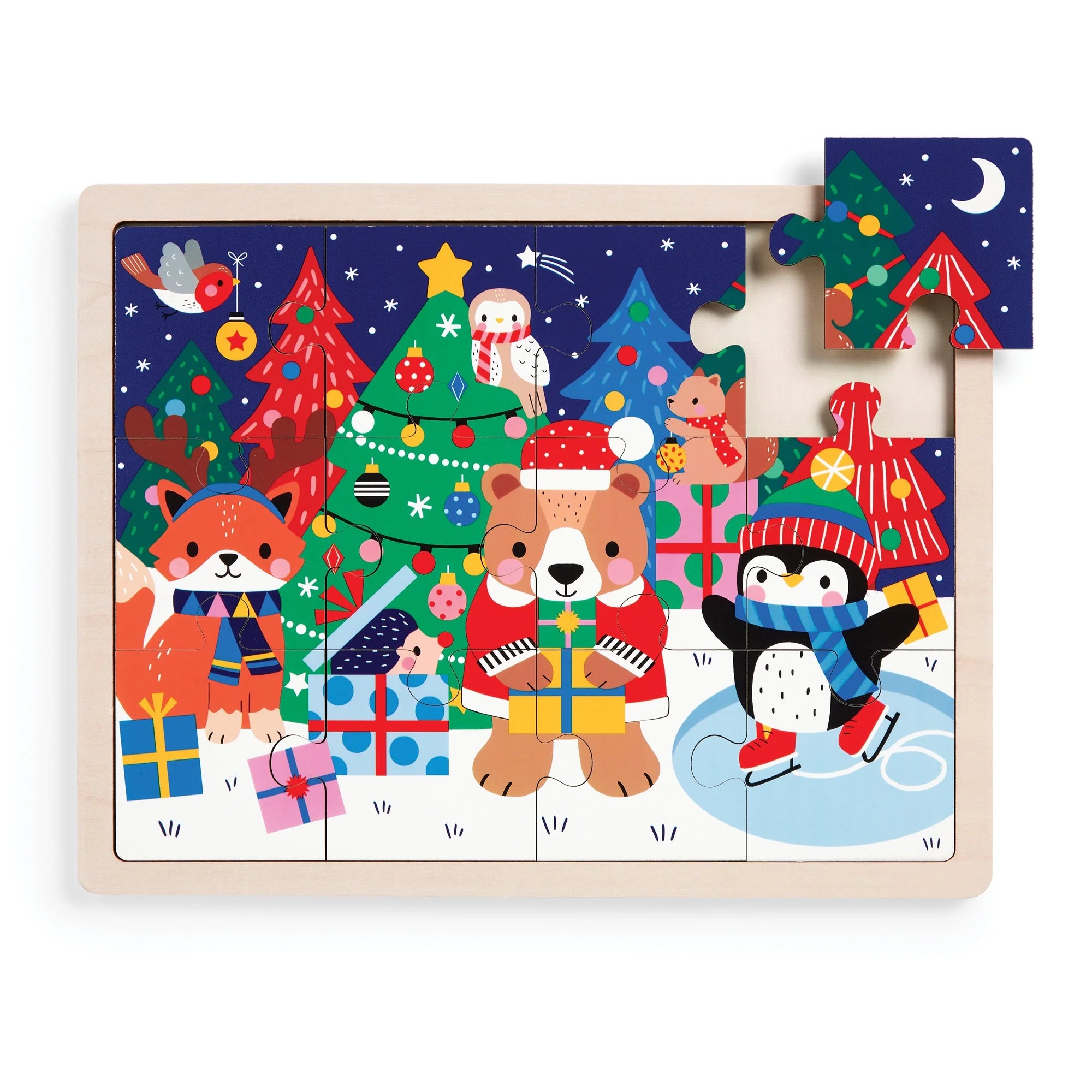 Mudpuppy Christmas 12pc Wooden Puzzle