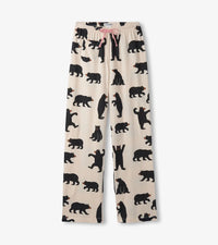 Black Bears On Natural Women's Jersey Pajama Pant 🍁 Little Blue House