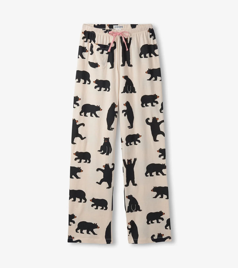 Black Bears On Natural Women's Jersey Pajama Pant 🍁 Little Blue House