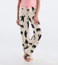 Black Bears On Natural Women's Jersey Pajama Pant 🍁 Little Blue House