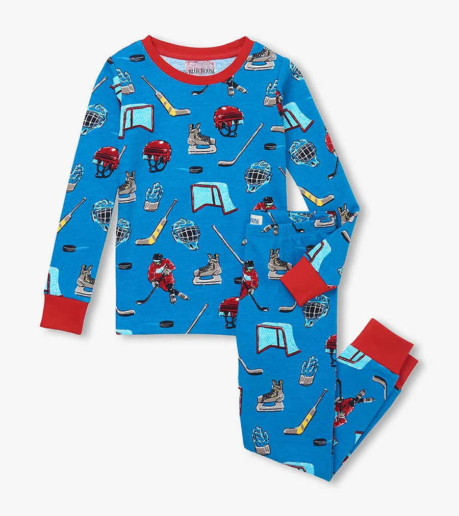 Blue Hockey Night Kids Pajama Set 🍁 Little Blue House