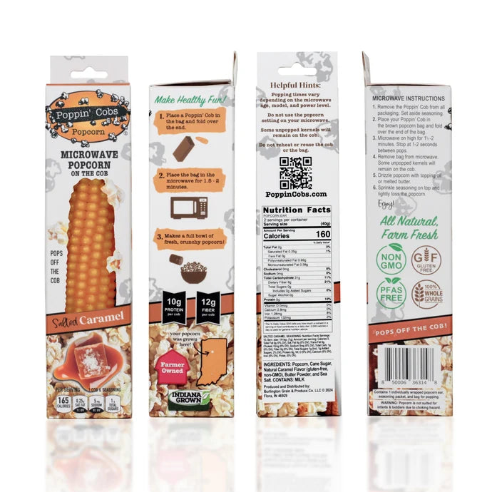 Poppin Cobs Microwave Popcorn - Salted Caramel