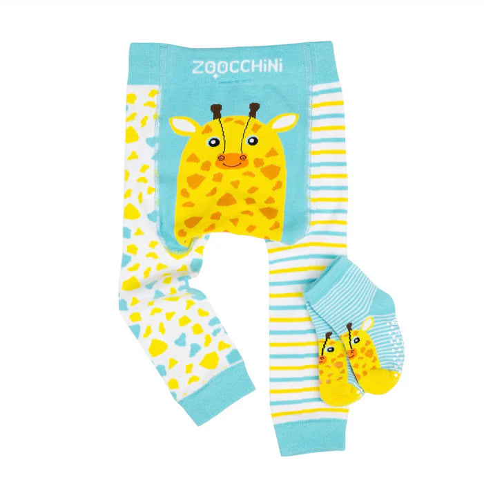 Zoocchini Crawler Legging & Sock Set Giraffe 6-12 Months