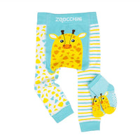 Zoocchini Crawler Legging & Sock Set Giraffe 6-12 Months